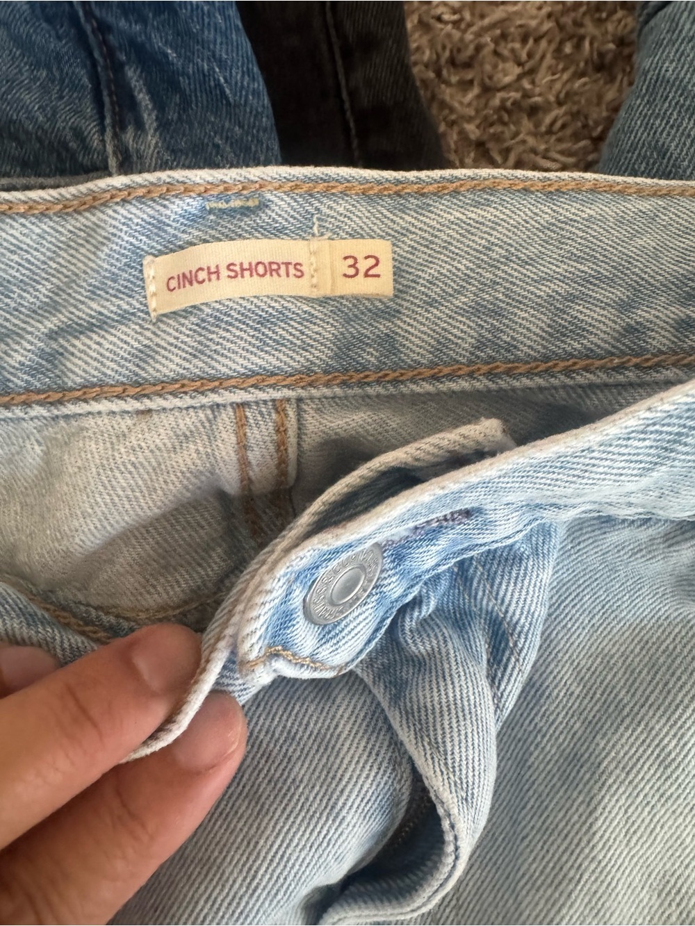 Levi's High Waist Women's CINCH Denim Shorts - Light Blue to Dark Blue Washes - Picture 5 of 10